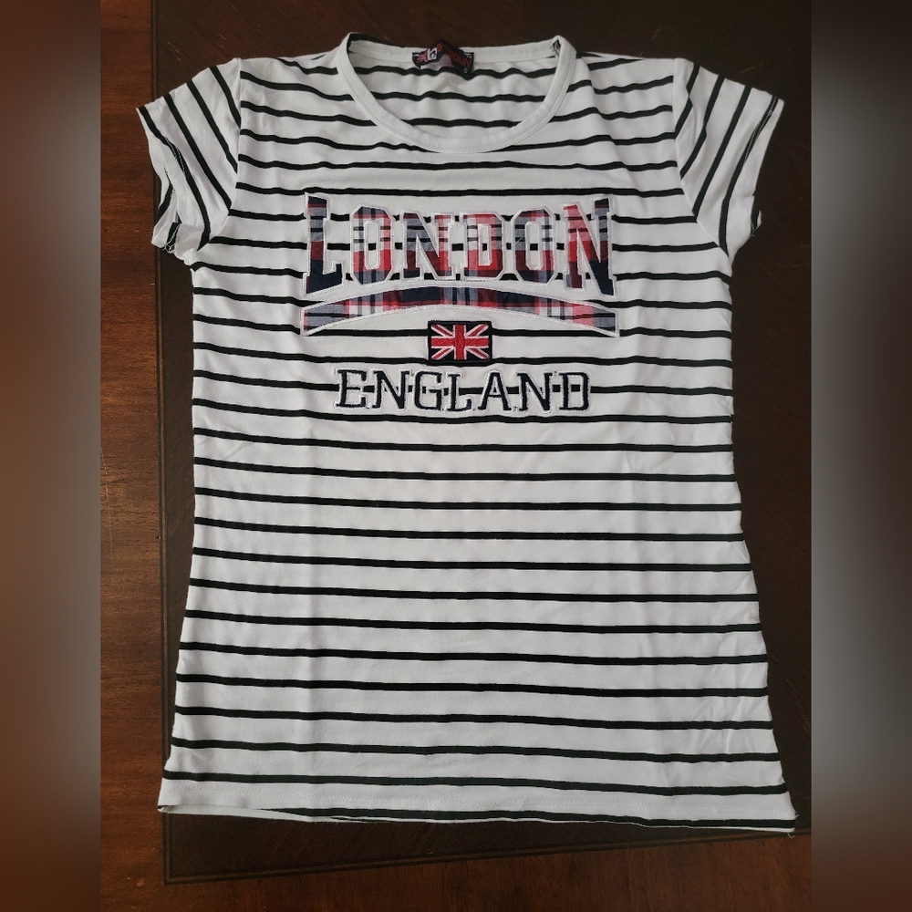 Women Striped London England T-Shirt